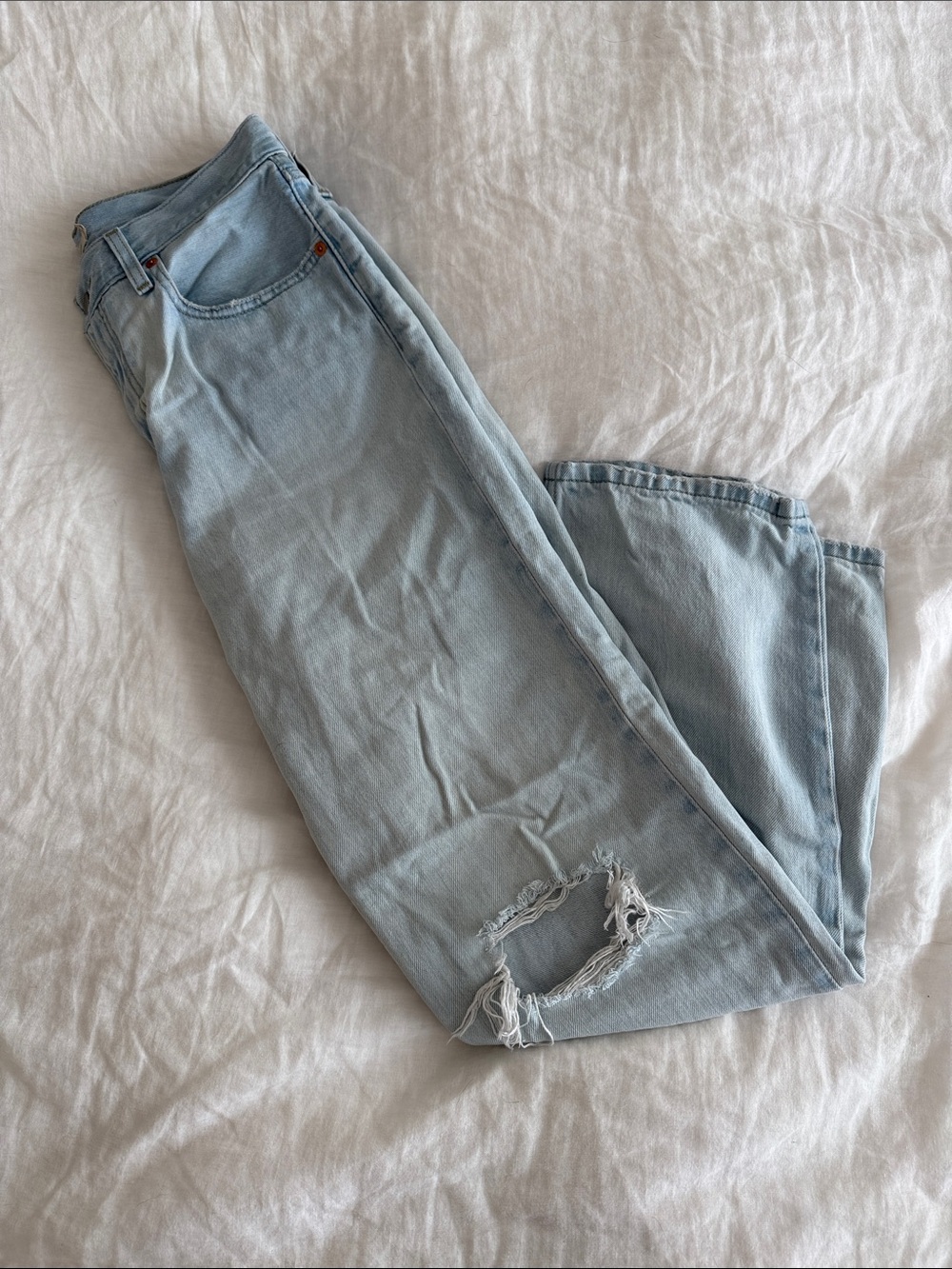 Levi's Low Pro Straight Light Blue Distressed Women's Jeans